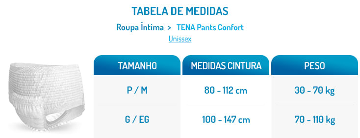 Roupa Íntima Tena Pants Confort P/M 8 unidades - Preço online