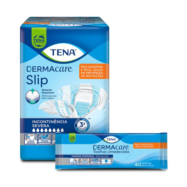 KIT FRALDA DERMACARE + LENÇO UMEDECIDO TENA FRALDA DERMACARE 8/M (234) +LENCO UMEDECIDO TENA DERMACARE 40/U