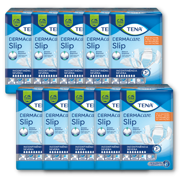 FRALDA TENA SLIP DERMACARE 80 UNIDADES CAIXA COM 10 PACOTES FRALDA TENA SLIP DERMACARE M