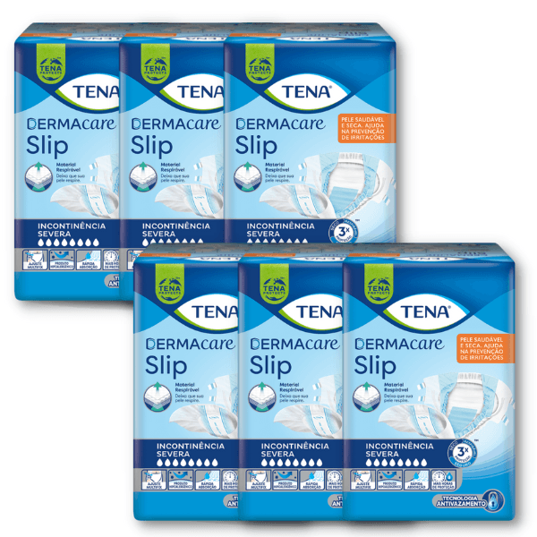 TENA FRALDA DERMACARE SLIP KIT COM 96 UNIDADES - M
